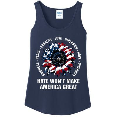 Hate WonT Make America Great Sunflower Kindness Peace Ladies Essential Tank