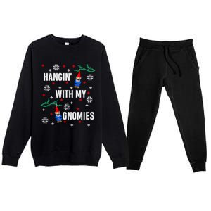 Hangin With My Gnomies Ugly Christmas Premium Crewneck Sweatsuit Set