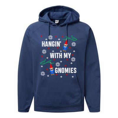 Hangin With My Gnomies Ugly Christmas Performance Fleece Hoodie