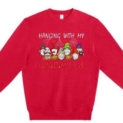 Hanging With My Gnomies Christmas Costume Halloween Gnomes Premium Crewneck Sweatshirt