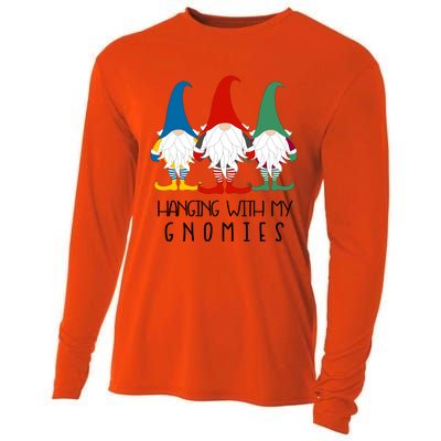 Hanging With My Gnomies Nordic Santa Gnome Funny Christmas Gift Cooling Performance Long Sleeve Crew