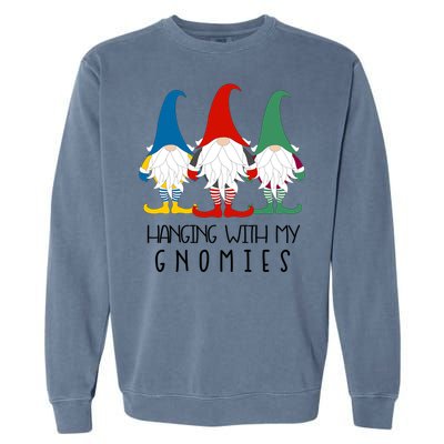 Hanging With My Gnomies Nordic Santa Gnome Funny Christmas Gift Garment-Dyed Sweatshirt