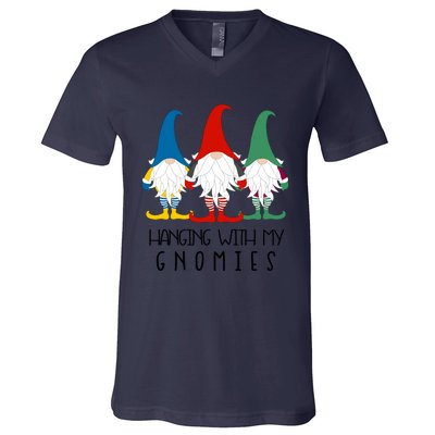 Hanging With My Gnomies Nordic Santa Gnome Funny Christmas Gift V-Neck T-Shirt