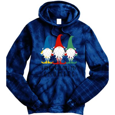 Hanging With My Gnomies Nordic Santa Gnome Funny Christmas Gift Tie Dye Hoodie