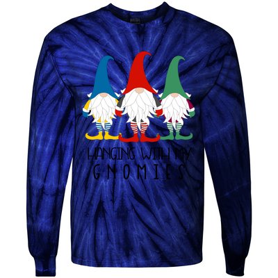 Hanging With My Gnomies Nordic Santa Gnome Funny Christmas Gift Tie-Dye Long Sleeve Shirt