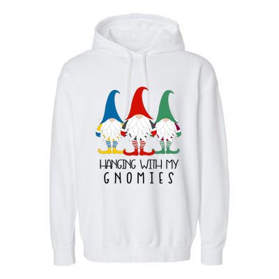 Hanging With My Gnomies Nordic Santa Gnome Funny Christmas Gift Garment-Dyed Fleece Hoodie