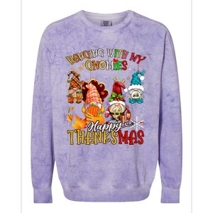 Hanging With My Gnomies Happy Thanksmas Thanksgiving Xmas Colorblast Crewneck Sweatshirt