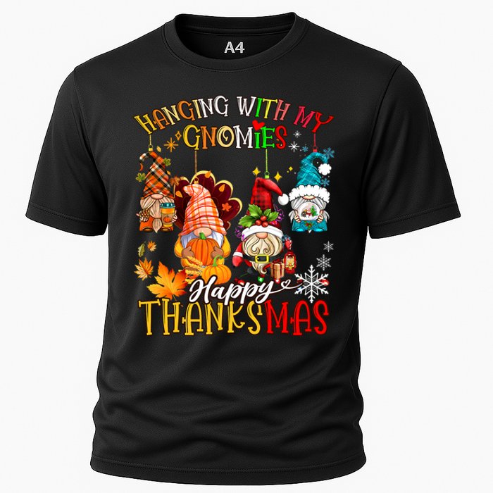 Hanging With My Gnomies Happy Thanksmas Thanksgiving Xmas Cooling Performance Crew T-Shirt