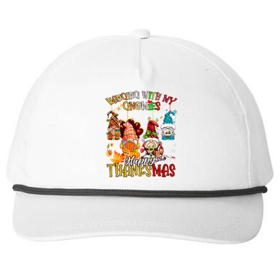 Hanging With My Gnomies Happy Thanksmas Thanksgiving Xmas Snapback Five-Panel Rope Hat