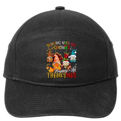 Hanging With My Gnomies Happy Thanksmas Thanksgiving Xmas 7-Panel Snapback Hat