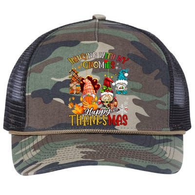 Hanging With My Gnomies Happy Thanksmas Thanksgiving Xmas Retro Rope Trucker Hat Cap