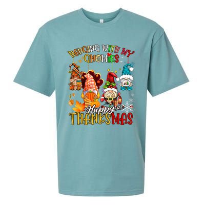 Hanging With My Gnomies Happy Thanksmas Thanksgiving Xmas Sueded Cloud Jersey T-Shirt