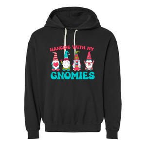 Hanging With My Gnomies Matching Family Christmas Pjs Gnome Garment-Dyed Fleece Hoodie