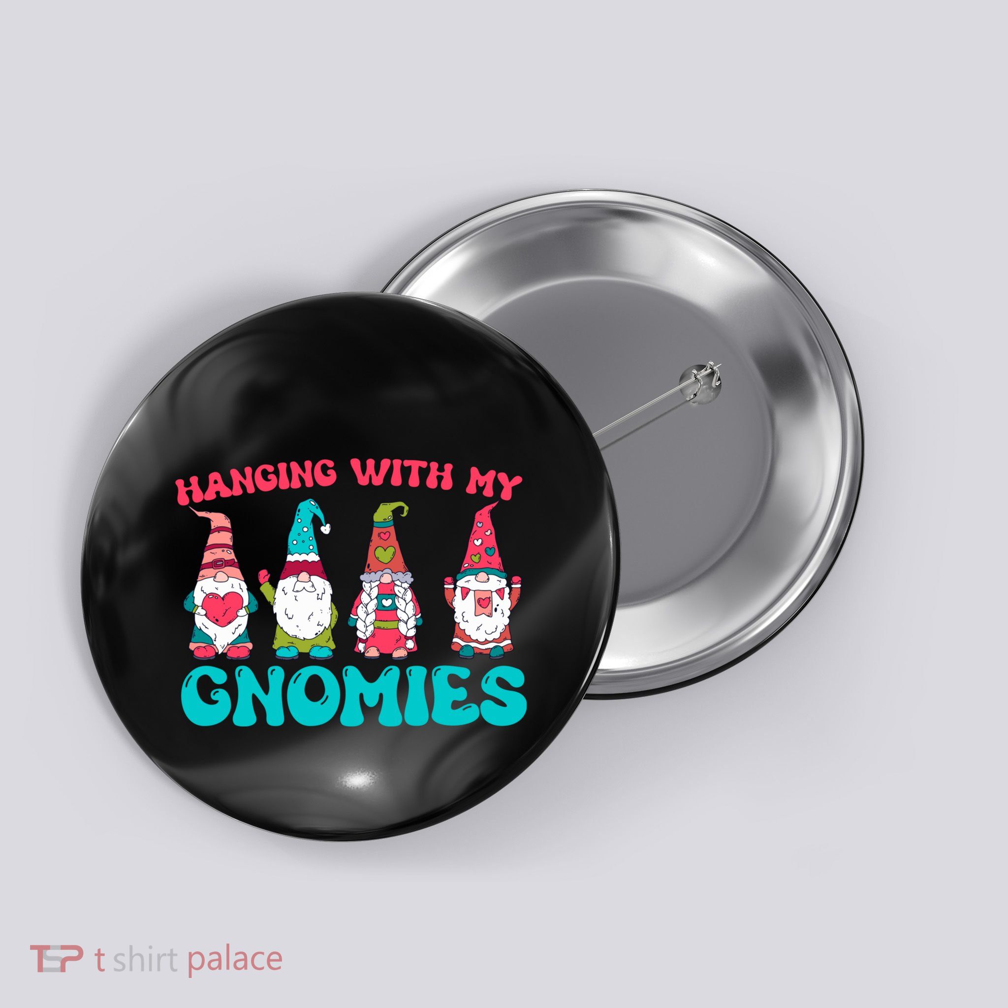 Hanging With My Gnomies Matching Family Christmas Pjs Gnome Button