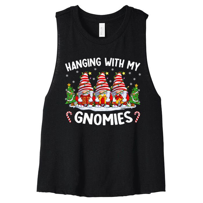 Hanging With My Gnomies Matching Family Christmas Pjs Gnome Women's Racerback Cropped Tank