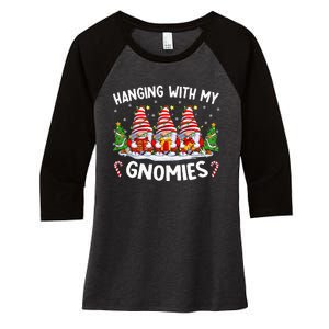 Hanging With My Gnomies Matching Family Christmas Pjs Gnome Women's Tri-Blend 3/4-Sleeve Raglan Shirt