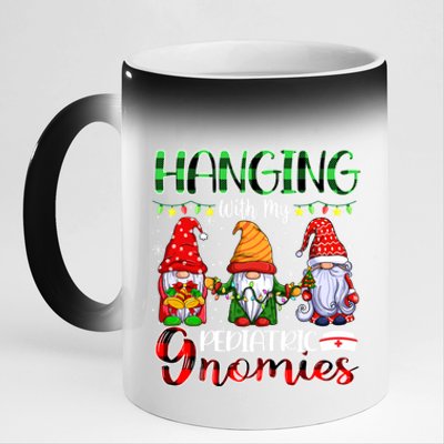 Hanging With My Pediatric Gnomies Xmas Three Gnomes Nursing Gift 11oz Black Color Changing Mug