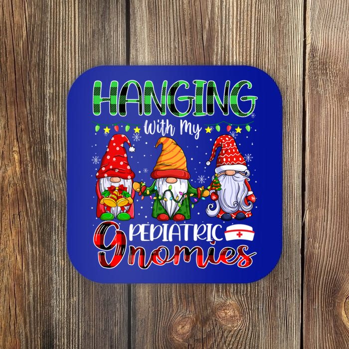 Hanging With My Pediatric Gnomies Xmas Three Gnomes Nursing Gift Coaster