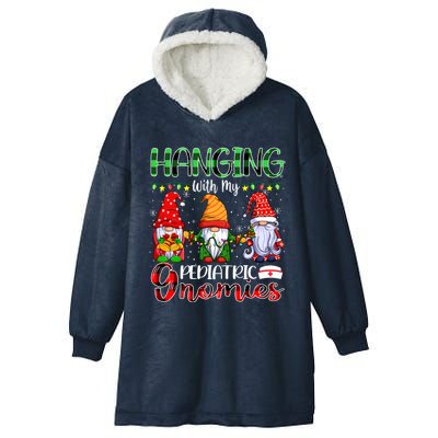 Hanging With My Pediatric Gnomies Xmas Three Gnomes Nursing Gift Hooded Wearable Blanket