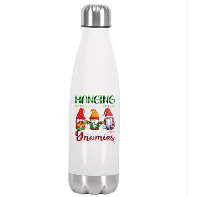 Hanging With My Pediatric Gnomies Xmas Three Gnomes Nursing Gift Stainless Steel Insulated Water Bottle