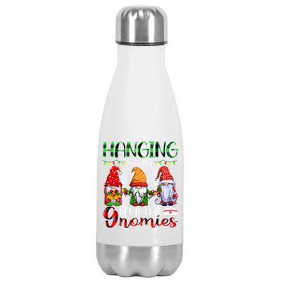 Hanging With My Pediatric Gnomies Xmas Three Gnomes Nursing Gift Stainless Steel Insulated Water Bottle