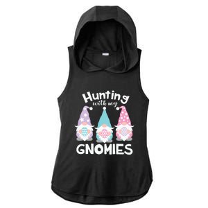 Hunting With My Gnomies Funny Easter Ladies PosiCharge Tri-Blend Wicking Draft Hoodie Tank