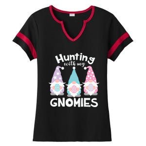 Hunting With My Gnomies Funny Easter Ladies Halftime Notch Neck Tee