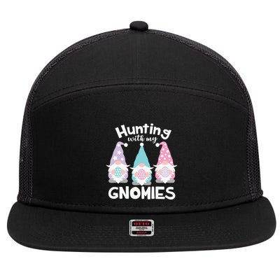 Hunting With My Gnomies Funny Easter 7 Panel Mesh Trucker Snapback Hat