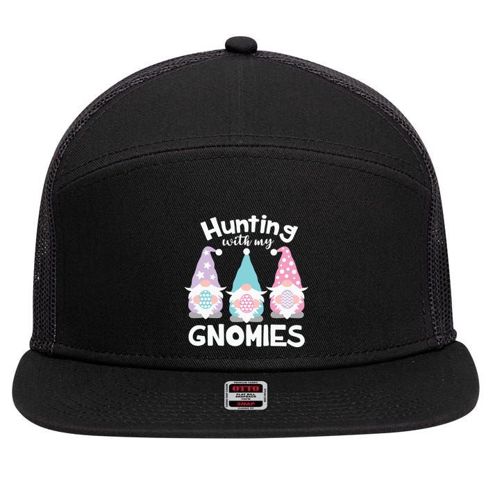 Hunting With My Gnomies Funny Easter 7 Panel Mesh Trucker Snapback Hat