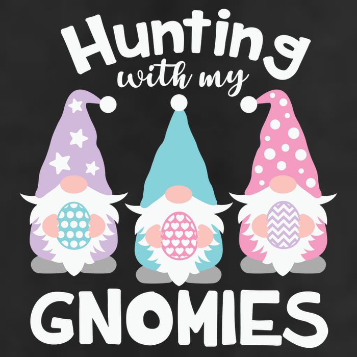 Hunting With My Gnomies Funny Easter 7 Panel Mesh Trucker Snapback Hat