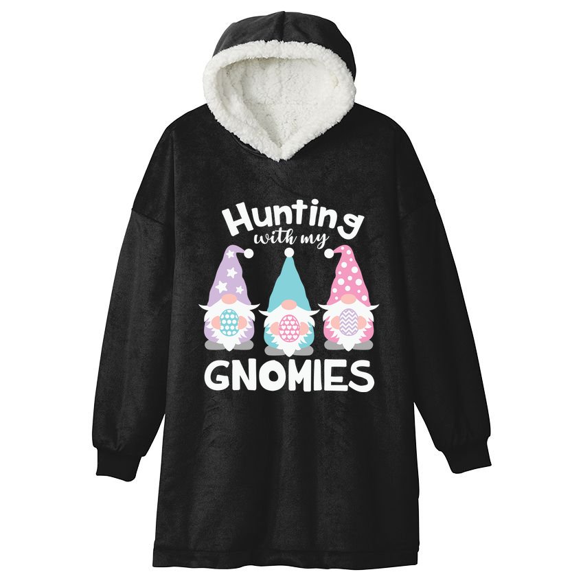 Hunting With My Gnomies Funny Easter Hooded Wearable Blanket