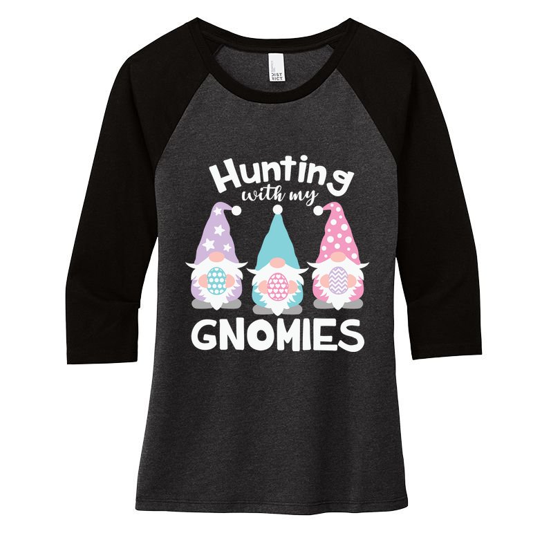 Hunting With My Gnomies Funny Easter Women's Tri-Blend 3/4-Sleeve Raglan Shirt