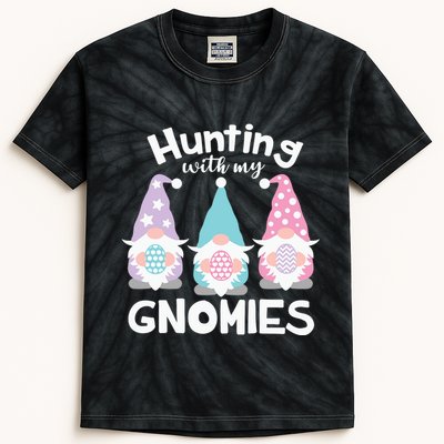 Hunting With My Gnomies Funny Easter Kids Tie-Dye T-Shirt