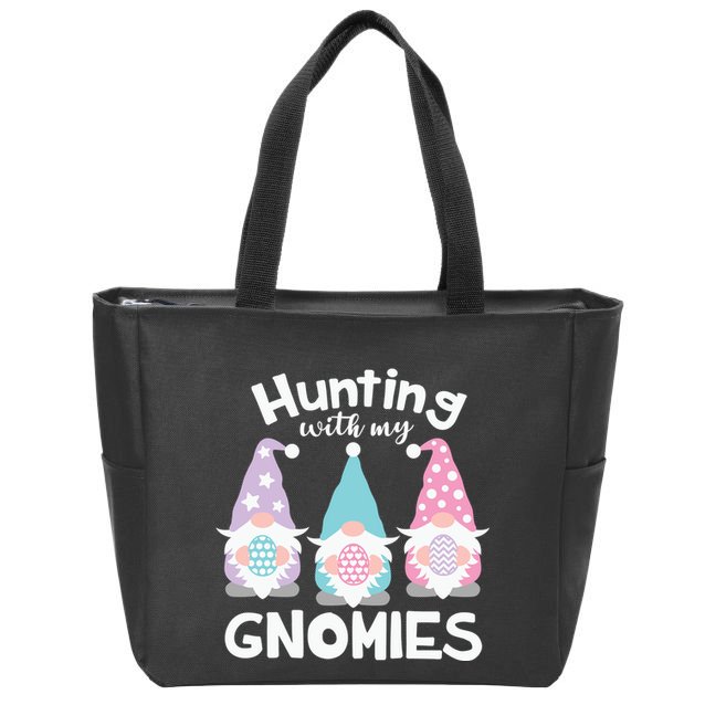 Hunting With My Gnomies Funny Easter Zip Tote Bag