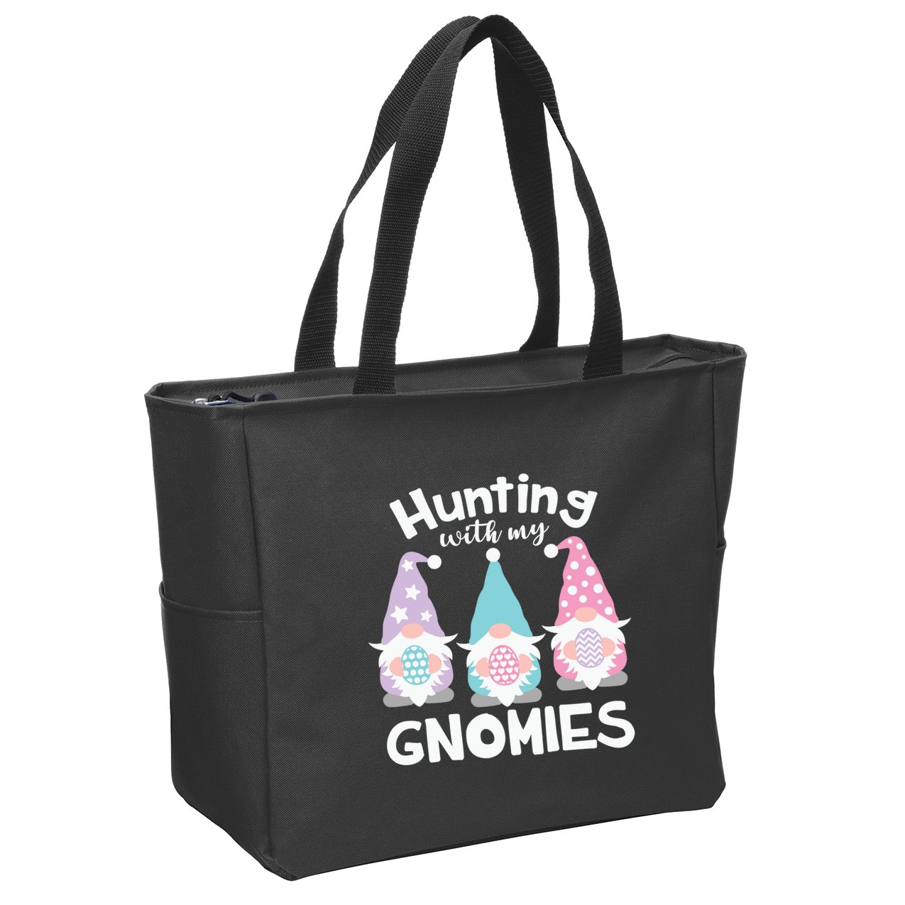 Hunting With My Gnomies Funny Easter Zip Tote Bag