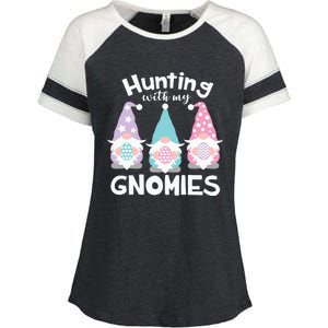 Hunting With My Gnomies Funny Easter Enza Ladies Jersey Colorblock Tee