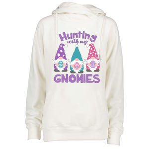 Hunting With My Gnomies Funny Easter Womens Funnel Neck Pullover Hood