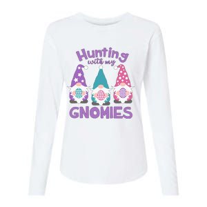 Hunting With My Gnomies Funny Easter Womens Cotton Relaxed Long Sleeve T-Shirt