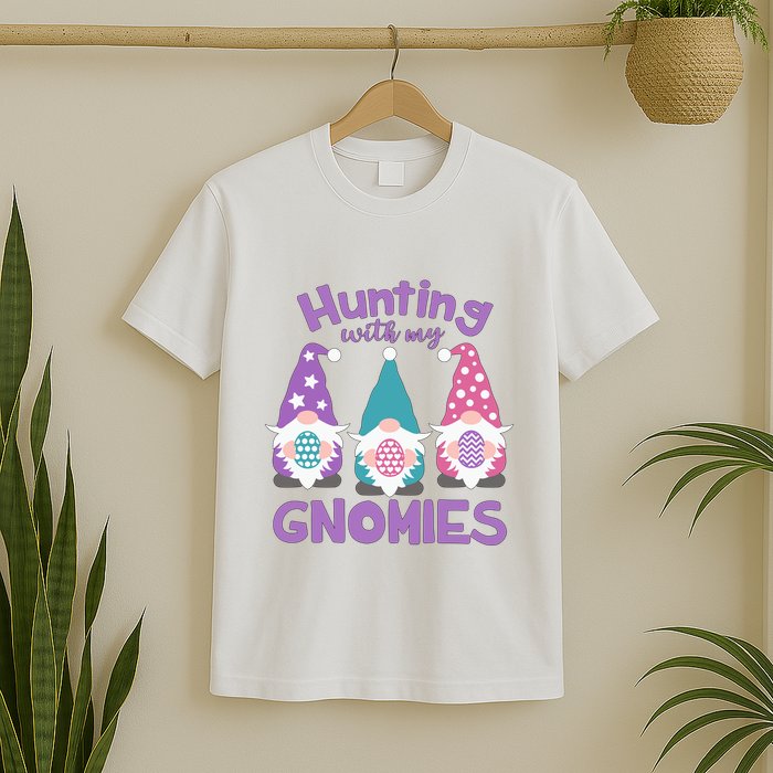 Hunting With My Gnomies Funny Easter T-Shirt