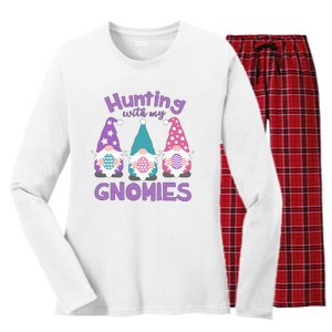 Hunting With My Gnomies Funny Easter Women's Long Sleeve Flannel Pajama Set 