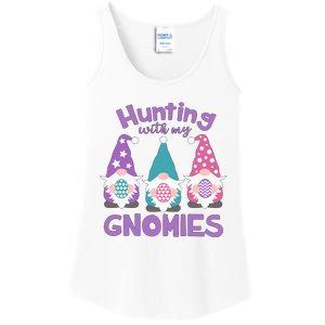 Hunting With My Gnomies Funny Easter Ladies Essential Tank