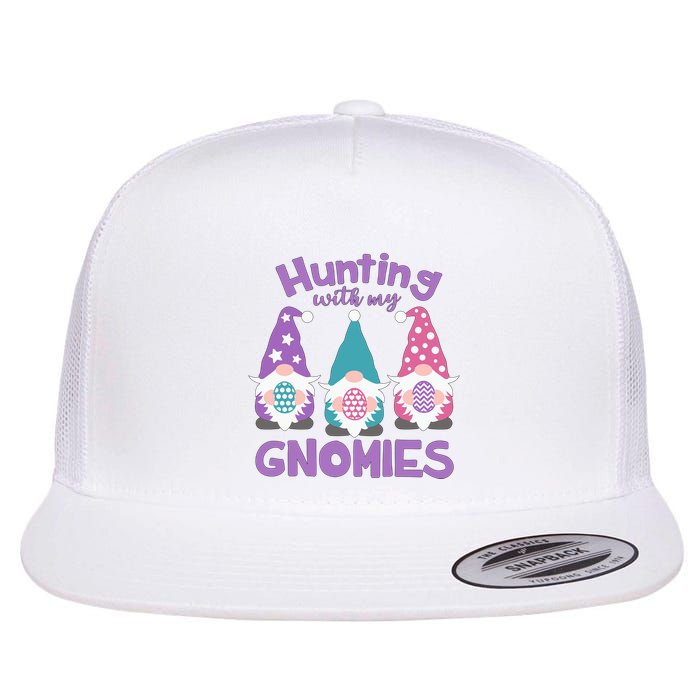 Hunting With My Gnomies Funny Easter Flat Bill Trucker Hat