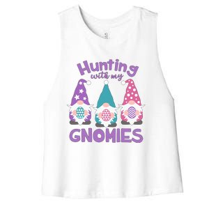 Hunting With My Gnomies Funny Easter Women's Racerback Cropped Tank