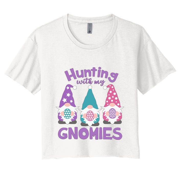 Hunting With My Gnomies Funny Easter Crop Top