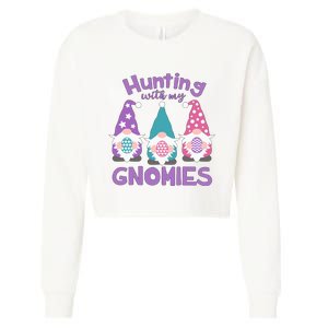 Hunting With My Gnomies Funny Easter Cropped Pullover Crew