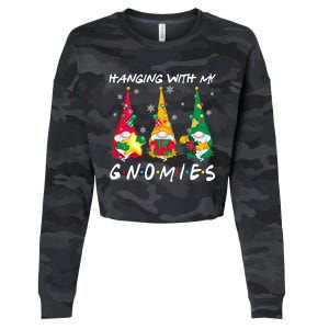 Hanging With My Gnomies Santa Gnomes Light Snow Christmas Gift Cropped Pullover Crew