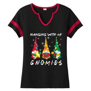 Hanging With My Gnomies Santa Gnomes Light Snow Christmas Gift Ladies Halftime Notch Neck Tee