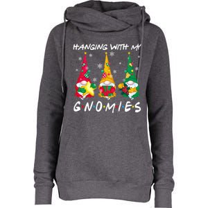 Hanging With My Gnomies Santa Gnomes Light Snow Christmas Gift Womens Funnel Neck Pullover Hood