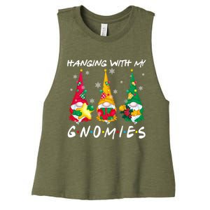 Hanging With My Gnomies Santa Gnomes Light Snow Christmas Gift Women's Racerback Cropped Tank