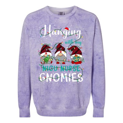 Hanging With My Nicu Nurse Gnomies Christmas Nurse Gnomes Gift Colorblast Crewneck Sweatshirt